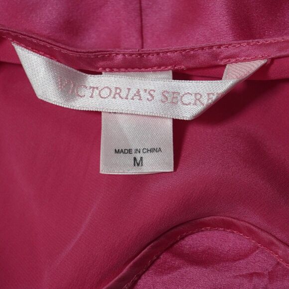 Y2K Victoria's Secret Hot Pink 100% Silk Slip Mini Dress Lingerie Chemise Slit M - Picture 3 of 7